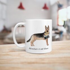 Adventure is out there German Shepherd dog mug (Illustrated collection) 14 adventure is out there dog mug german shepherd handle left kitchen