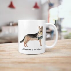 Adventure is out there German Shepherd dog mug (Illustrated collection) 18 adventure is out there dog mug german shepherd handle right kitchen