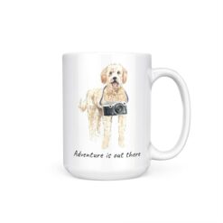 adventure is out there dog mug golden doodle 15oz handle right white