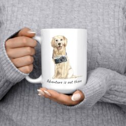Adventure is out there Golden Retriever dog mug (Illustrated collection) 13 adventure is out there dog mug golden retriever 15oz jumper front