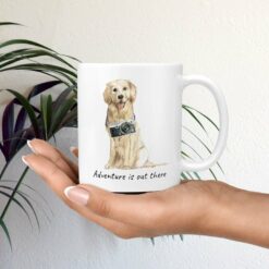 Adventure is out there Golden Retriever dog mug (Illustrated collection) 19 adventure is out there dog mug golden retriever mug in hand plant