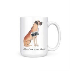 adventure is out there dog mug great dane 15oz handle right white