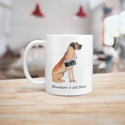 adventure is out there dog mug great dane handle left kitchen