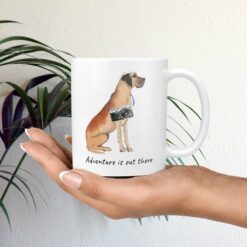 adventure is out there dog mug great dane mug in hand plant