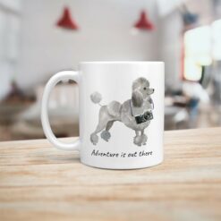 Adventure is out there Grey Poodle dog mug (Illustrated collection) 14 adventure is out there dog mug grey poodle handle left kitchen