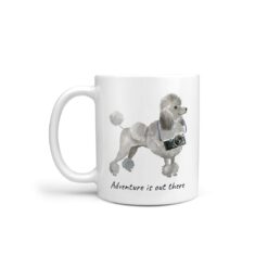 Adventure is out there Grey Poodle dog mug (Illustrated collection)