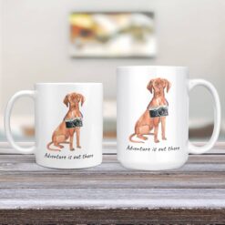 Adventure is out there Hungarian Vizsla dog mug (Illustrated collection) 12 adventure is out there dog mug hungarian vizsla 11oz and 15oz comparison tv room