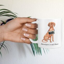 Adventure is out there Hungarian Vizsla dog mug (Illustrated collection) 17 adventure is out there dog mug hungarian vizsla hand holding plant