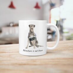 Adventure is out there Irish Wolf Hound dog mug (Illustrated collection) 18 adventure is out there dog mug irish wolf hound handle right kitchen