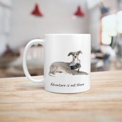 Adventure is out there Italian greyhound dog mug (Illustrated collection) 14 adventure is out there dog mug italian greyhound handle left kitchen