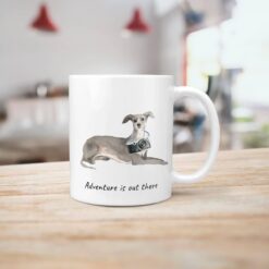 Adventure is out there Italian greyhound dog mug (Illustrated collection) 18 adventure is out there dog mug italian greyhound handle right kitchen