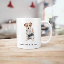 Adventure is out there Jack Russell dog mug (Illustrated collection) 18 adventure is out there dog mug jack russel handle right kitchen