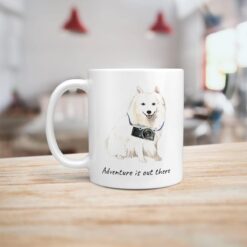 Adventure is out there Japanese Spitz dog mug (Illustrated collection) 14 adventure is out there dog mug japanese spitz handle left kitchen