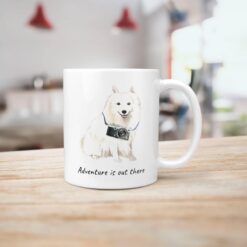 Adventure is out there Japanese Spitz dog mug (Illustrated collection) 18 adventure is out there dog mug japanese spitz handle right kitchen