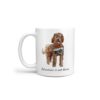 Adventure is out there Labradoodle dog mug (Illustrated collection) 2 adventure is out there dog mug labradoodle handle left white