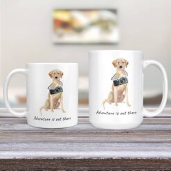 adventure is out there dog mug labrador retriever 11oz and 15oz comparison tv room
