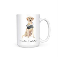 adventure is out there dog mug labrador retriever 15oz handle right white