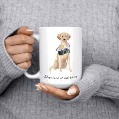 adventure is out there dog mug labrador retriever 15oz jumper front