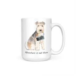 Adventure is out there Lakeland Terrier dog mug (Illustrated collection) 15 adventure is out there dog mug lakeland terrier 15oz handle right white