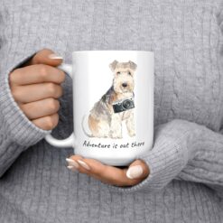 Adventure is out there Lakeland Terrier dog mug (Illustrated collection) 13 adventure is out there dog mug lakeland terrier 15oz jumper front