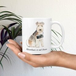 Adventure is out there Lakeland Terrier dog mug (Illustrated collection) 19 adventure is out there dog mug lakeland terrier mug in hand plant