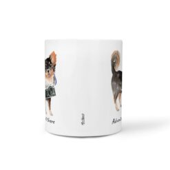 adventure is out there dog mug long haired chihuahua front view white