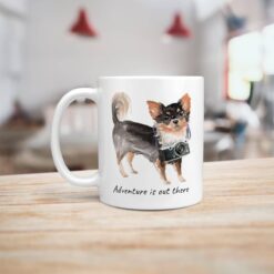 adventure is out there dog mug long haired chihuahua handle left kitchen
