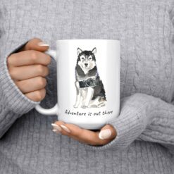 Adventure is out there Malamute dog mug (Illustrated collection) 13 adventure is out there dog mug malamute 15oz jumper front