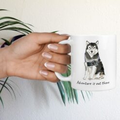 Adventure is out there Malamute dog mug (Illustrated collection) 17 adventure is out there dog mug malamute hand holding plant