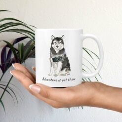 Adventure is out there Malamute dog mug (Illustrated collection) 19 adventure is out there dog mug malamute mug in hand plant