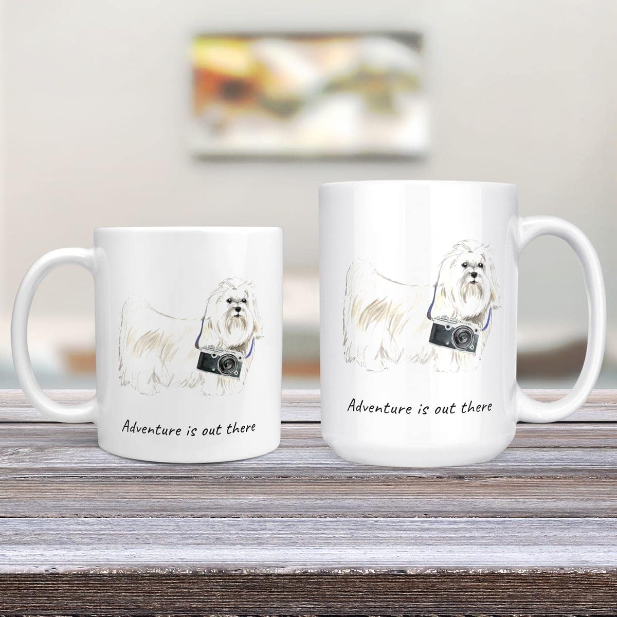 Adventure is out there Maltese dog mug (Illustrated collection) 4 Adventure is out there Maltese dog mug (Illustrated collection) - Image 2