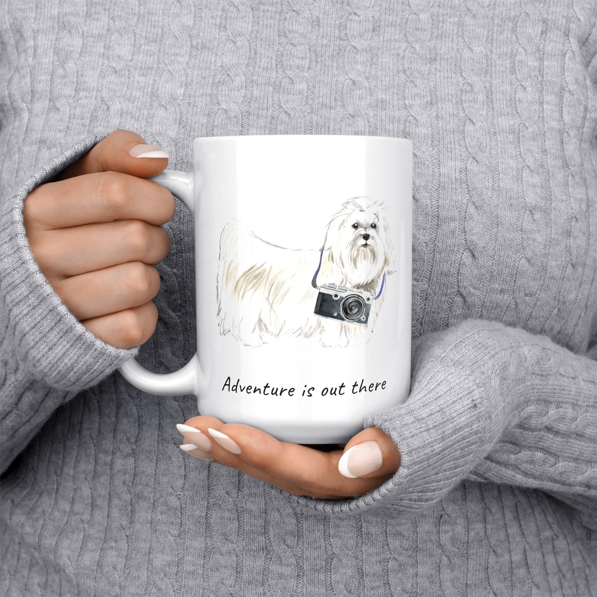 Adventure is out there Maltese dog mug (Illustrated collection) 5 Adventure is out there Maltese dog mug (Illustrated collection) - Image 3