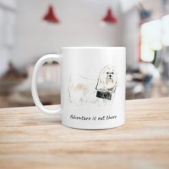 Adventure is out there Maltese dog mug (Illustrated collection) 14 adventure is out there dog mug maltese handle left kitchen