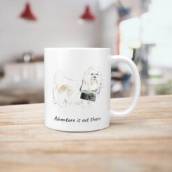 Adventure is out there Maltese dog mug (Illustrated collection) 18 adventure is out there dog mug maltese handle right kitchen