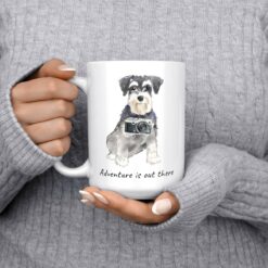 Adventure is out there Miniature Schnauzer dog mug (Illustrated collection) 13 adventure is out there dog mug miniature schnauzer 15oz jumper front