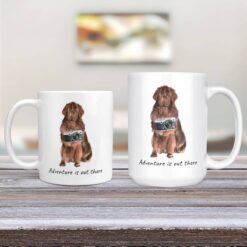 Adventure is out there Newfoundland dog mug (Illustrated collection) 12 adventure is out there dog mug newfoundland 11oz and 15oz comparison tv room
