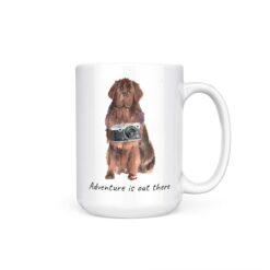Adventure is out there Newfoundland dog mug (Illustrated collection) 15 adventure is out there dog mug newfoundland 15oz handle right white