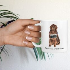 Adventure is out there Newfoundland dog mug (Illustrated collection) 17 adventure is out there dog mug newfoundland hand holding plant