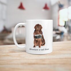 Adventure is out there Newfoundland dog mug (Illustrated collection) 14 adventure is out there dog mug newfoundland handle left kitchen