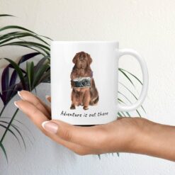 Adventure is out there Newfoundland dog mug (Illustrated collection) 19 adventure is out there dog mug newfoundland mug in hand plant