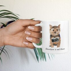 Adventure is out there Norfolk Terrier dog mug (Illustrated collection) 17 adventure is out there dog mug norfolk terrier hand holding plant