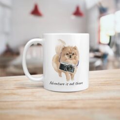Adventure is out there Pomeranian dog mug (Illustrated collection) 14 adventure is out there dog mug pomeranian handle left kitchen
