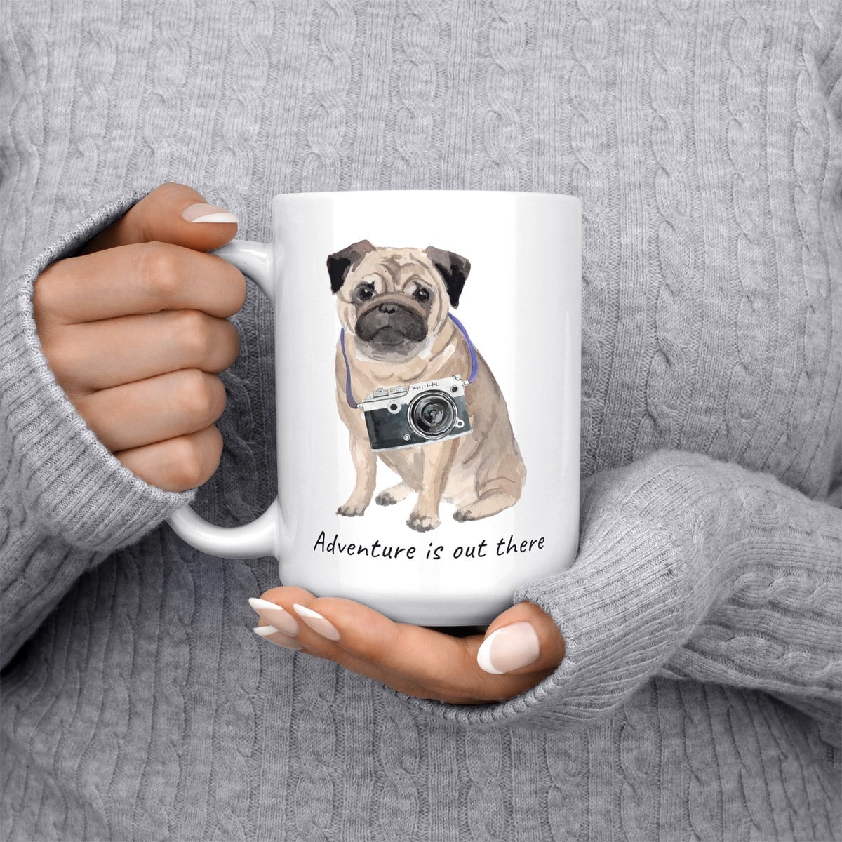 Adventure is out there Pug dog mug (Illustrated collection) 5 Adventure is out there Pug dog mug (Illustrated collection) - Image 3