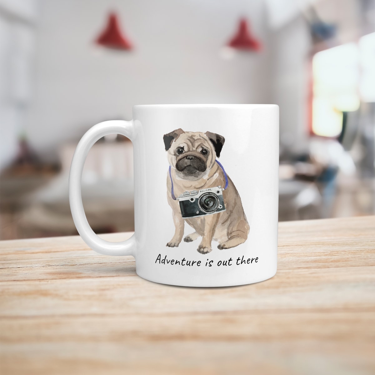 Adventure is out there Pug dog mug (Illustrated collection) 6 Adventure is out there Pug dog mug (Illustrated collection) - Image 4