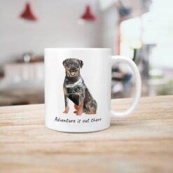 Adventure is out there Rottweiler dog mug (Illustrated collection) 18 adventure is out there dog mug rottweiler handle right kitchen