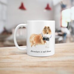 Adventure is out there Rough Collie dog mug (Illustrated collection) 14 adventure is out there dog mug rough collie handle left kitchen