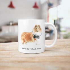 Adventure is out there Rough Collie dog mug (Illustrated collection) 18 adventure is out there dog mug rough collie handle right kitchen