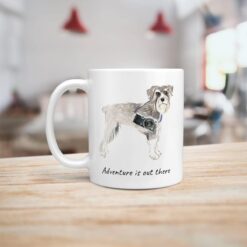 Adventure is out there Schnauzer dog mug (Illustrated collection) 14 adventure is out there dog mug schnauzer handle left kitchen