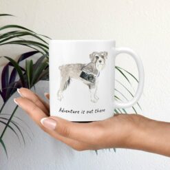 Adventure is out there Schnauzer dog mug (Illustrated collection) 19 adventure is out there dog mug schnauzer mug in hand plant