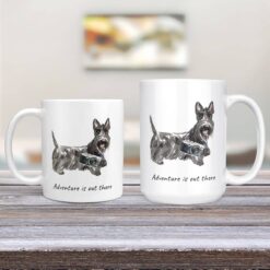 adventure is out there dog mug scottish terrier 11oz and 15oz comparison tv room
